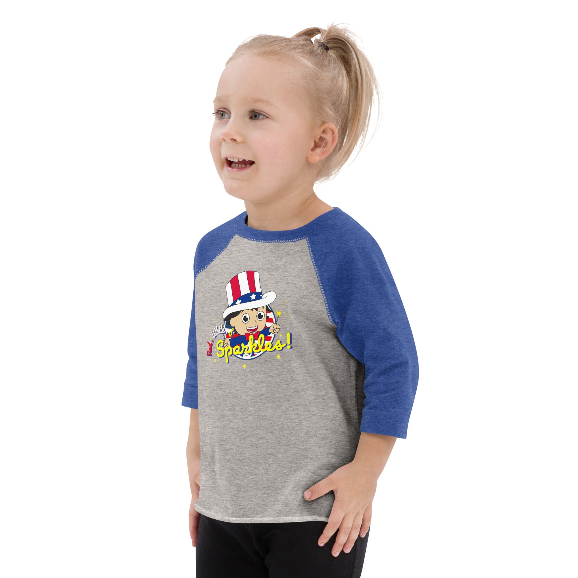 Heather Royal Ryan's World Toddler Red White & Sparkles Baseball T-shirt