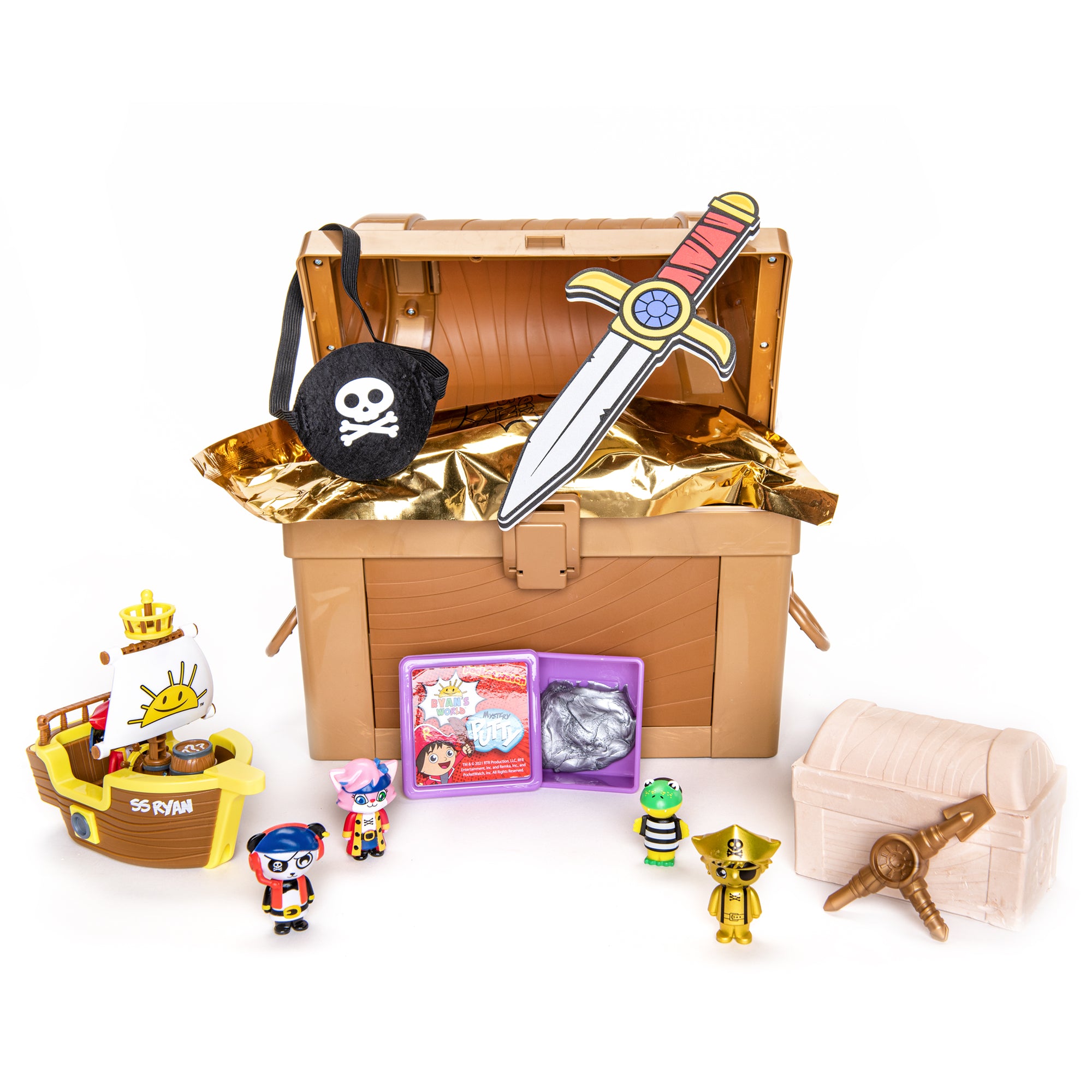 Ryan’s World Cap’n Ryan’s Micro Mystery Treasure Chest Opened Image with Contents Exposed