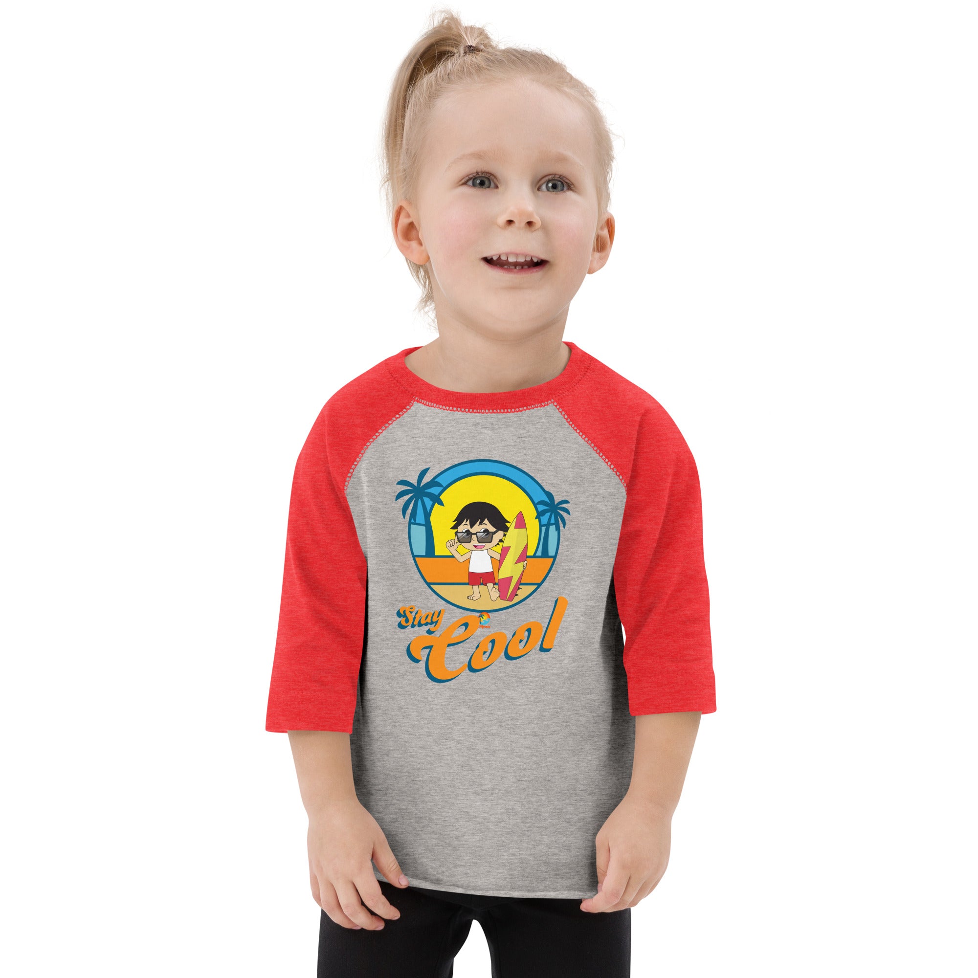 Heather Red Ryan's World Toddler Stay Cool Baseball Shirt
