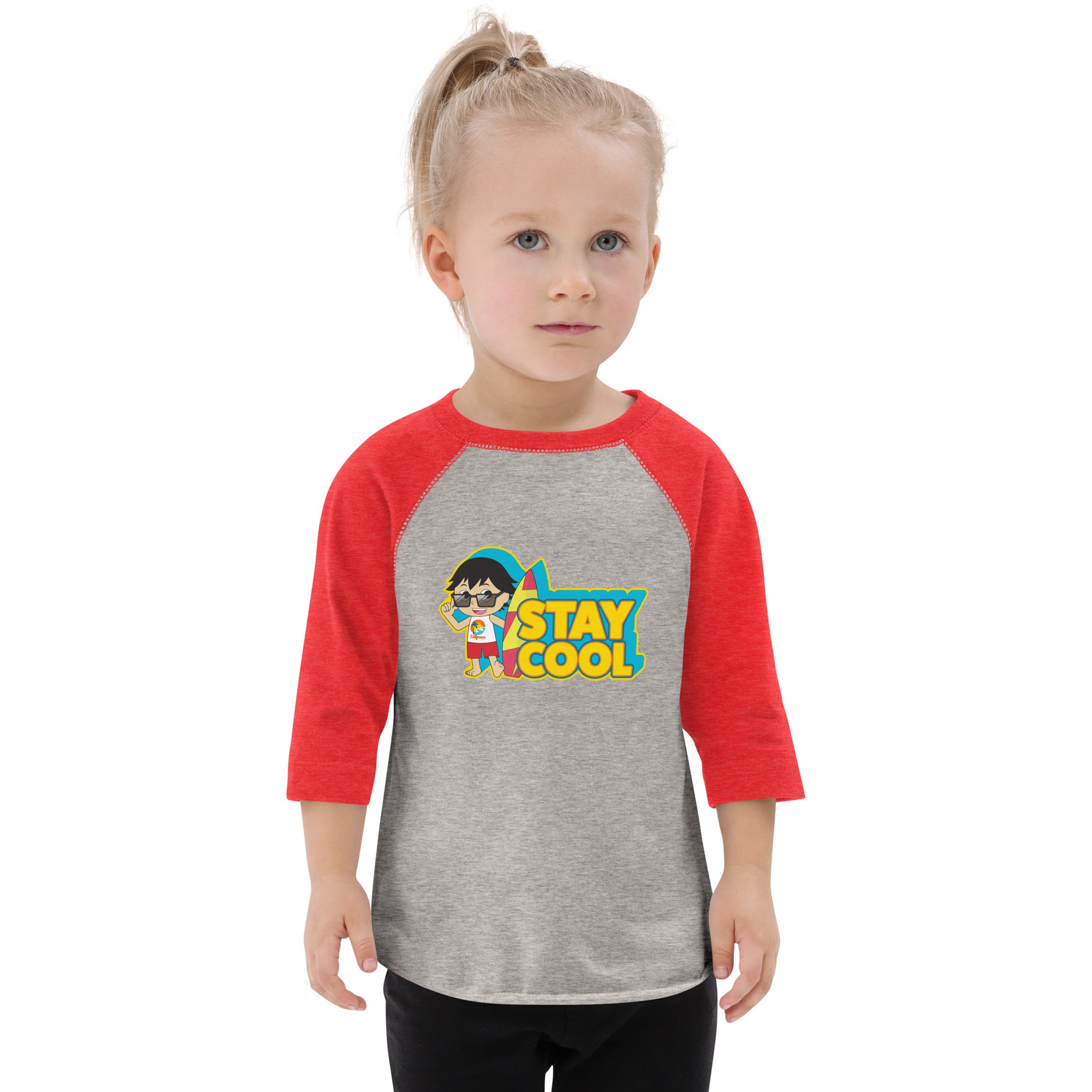 Heather Red Ryan's World Toddler Surfer Ryan Baseball Shirt