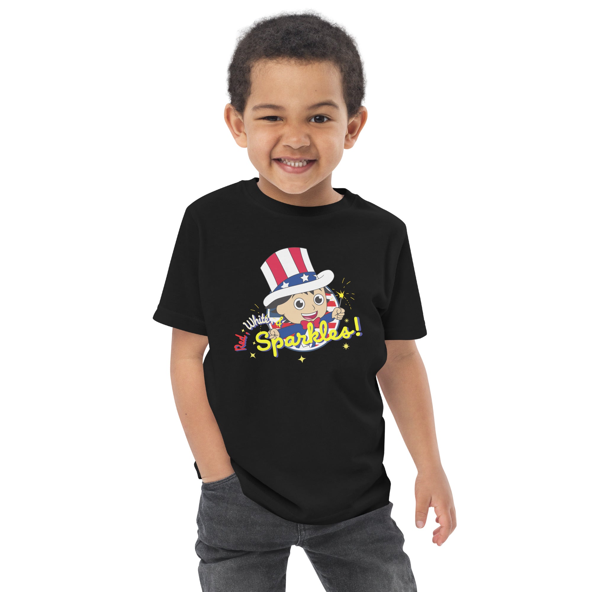 Black Ryan's World Toddler Red White & Sparkles T-shirt