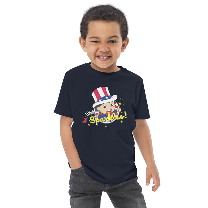 Navy Ryan's World Toddler Red White & Sparkles T-shirt