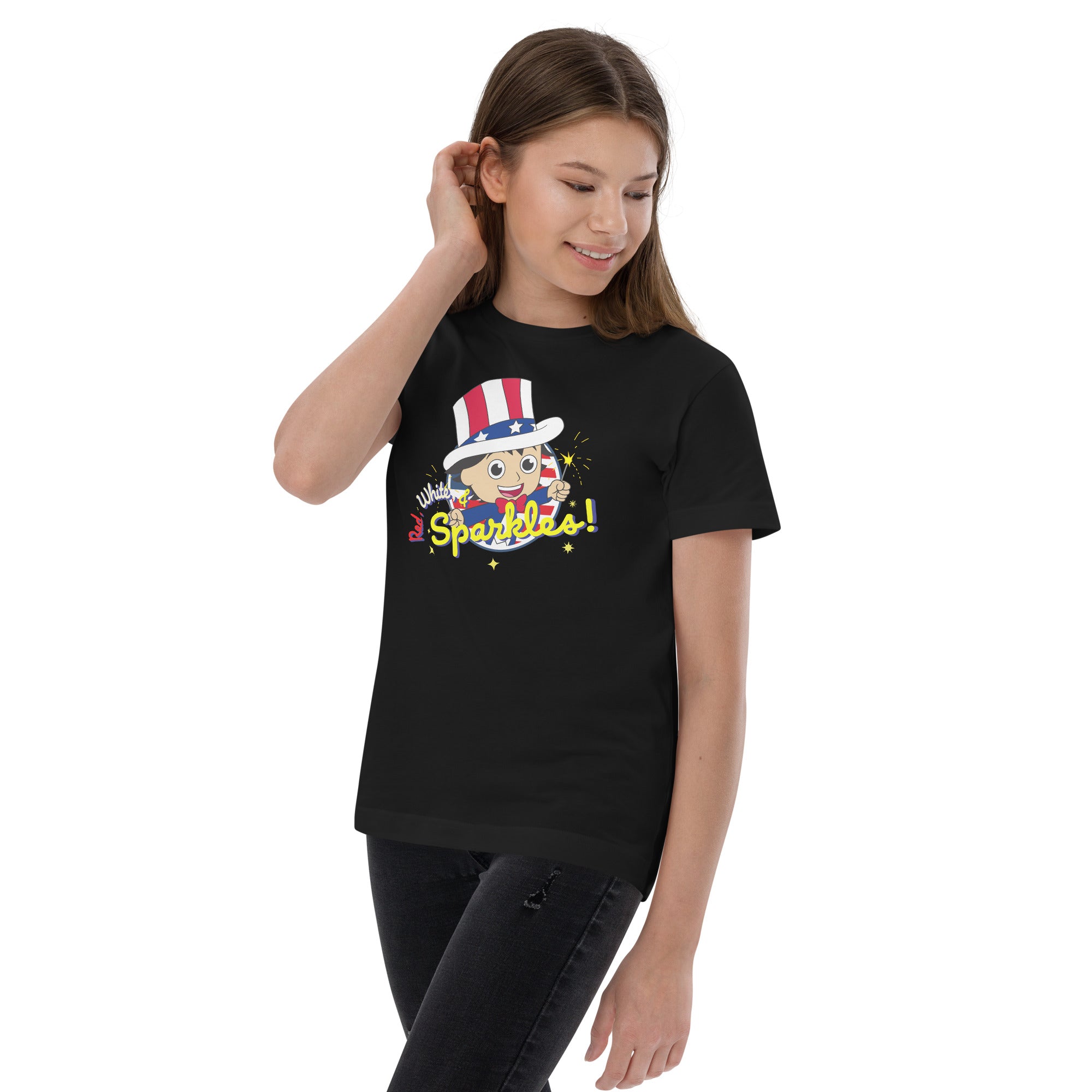 Black Ryan's World Youth Red White & Sparkles T-shirt