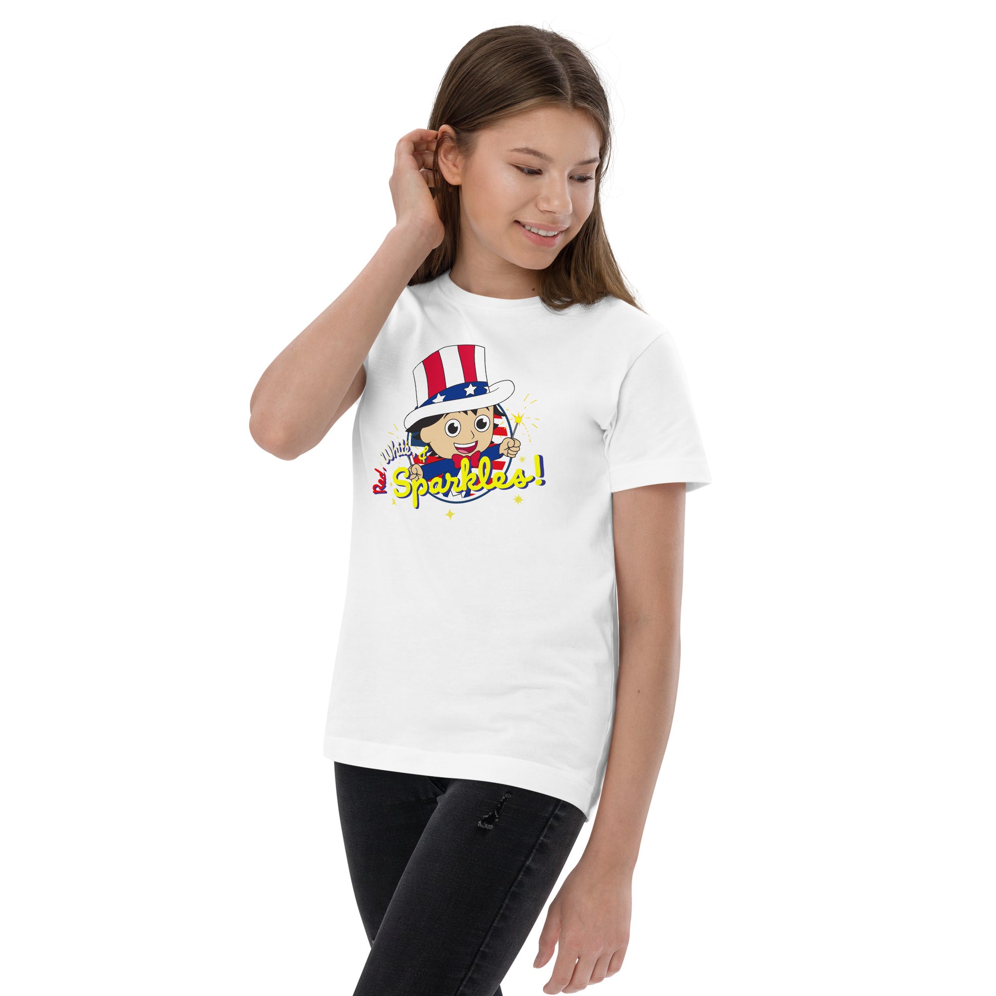 White Ryan's World Youth Red White & Sparkles T-shirt