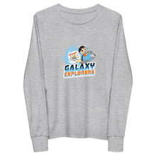 Load image into Gallery viewer, Heather Galaxy Explorers Youth Long Sleeve Tee
